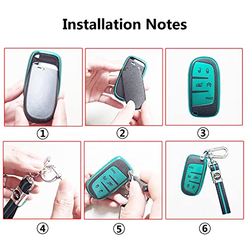 Shuday Key Fob Case Cover Compatible With Jeep Grand Cherokee Renegade Compass Chrysler 200 300 Dodge Ram Ram Durango Charger Challenger Journey Darts Fiat Accessories (Pink Suit) #TOP5
