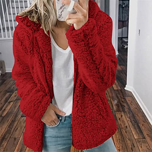 Faux Fleece Lined Wool for Women Fall Winter Long Sleeve Warm Fuzzy Hooded Cardigan Jackets Hoods Coats Women 20252