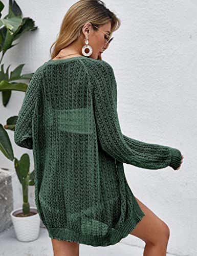 Image of Women Crochet Lightweight Cardigan Cover Up Open Front Long Sleeve Summer Cardigans