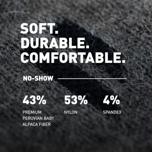 Alpaca No Show Socks for Men and Women, 4 Pack, Moisture Wicking Alpaca Socks for Hiking, Running, Outdoors, Any Season No Show Sock, Temperature Regulating, Light Compression, Large, Grey4