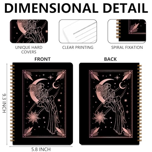 Image of 2 Pcs Zodiac Spiral Notebooks for Work, A5(8.3x5.8inch) Composition Notebook College Ruled Note Book, Moon Stars Hardcover Notepads Diary Lined Travel Journal for Writing, Astrology Gifts for Women