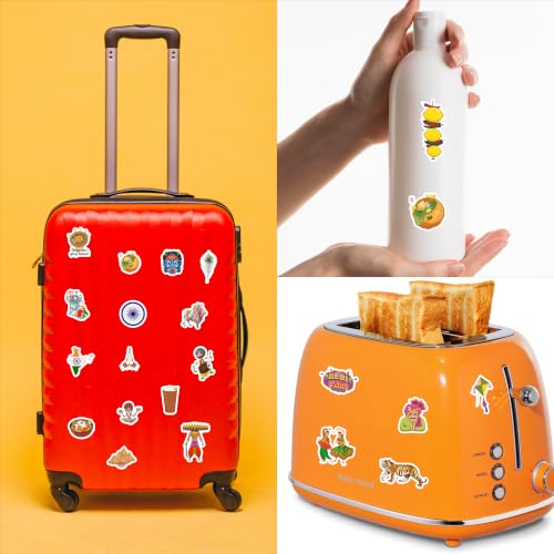 Image of India Theme Vinyl Stickers Pack of 50 | Waterproof Self-Adhesive Indian Culture & Heritage Decals for Laptop, Water Bottle, Mobile, Journal, Scrapbook, Luggage, Helmet & DIY Decoration