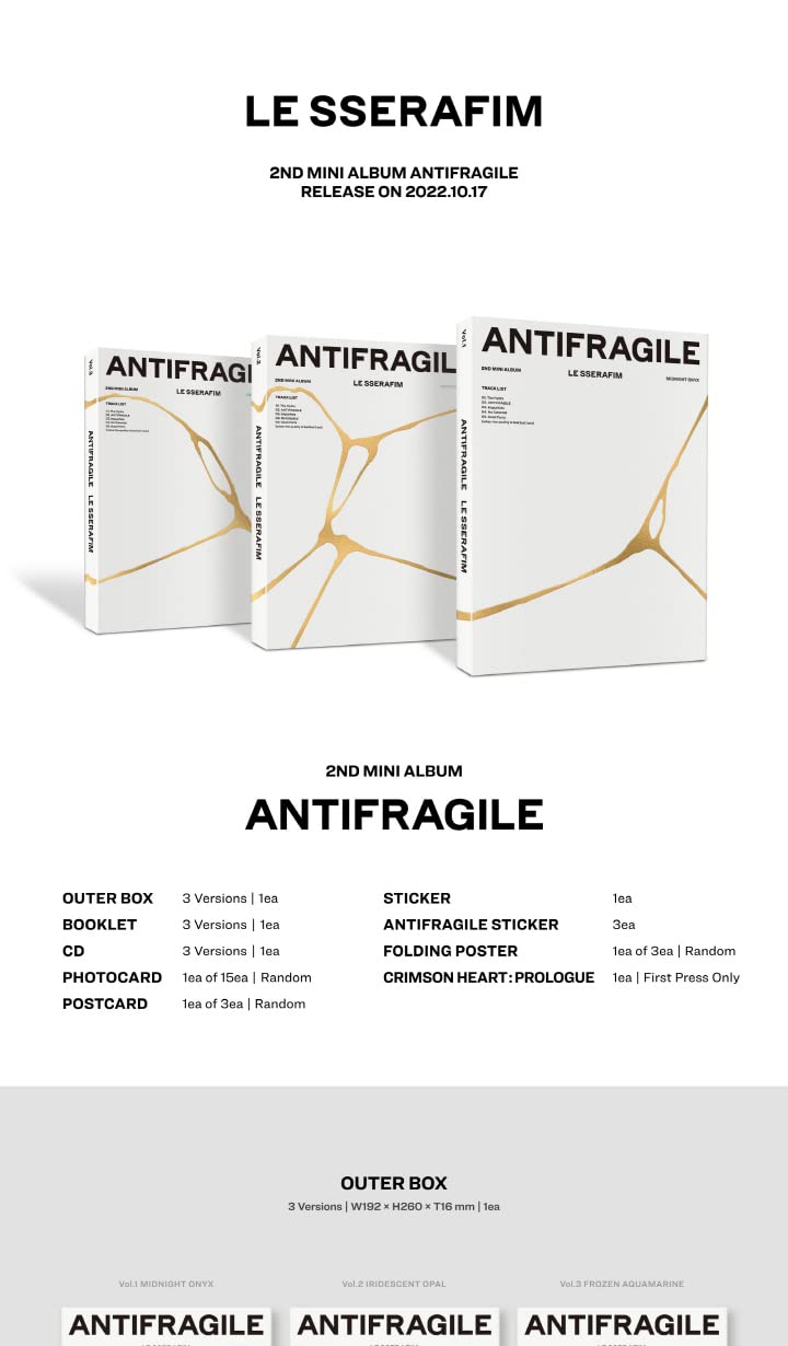 Amazon.com: LE SSERAFIM ANTIFRAGILE 2nd Mini Album 3 Version SET