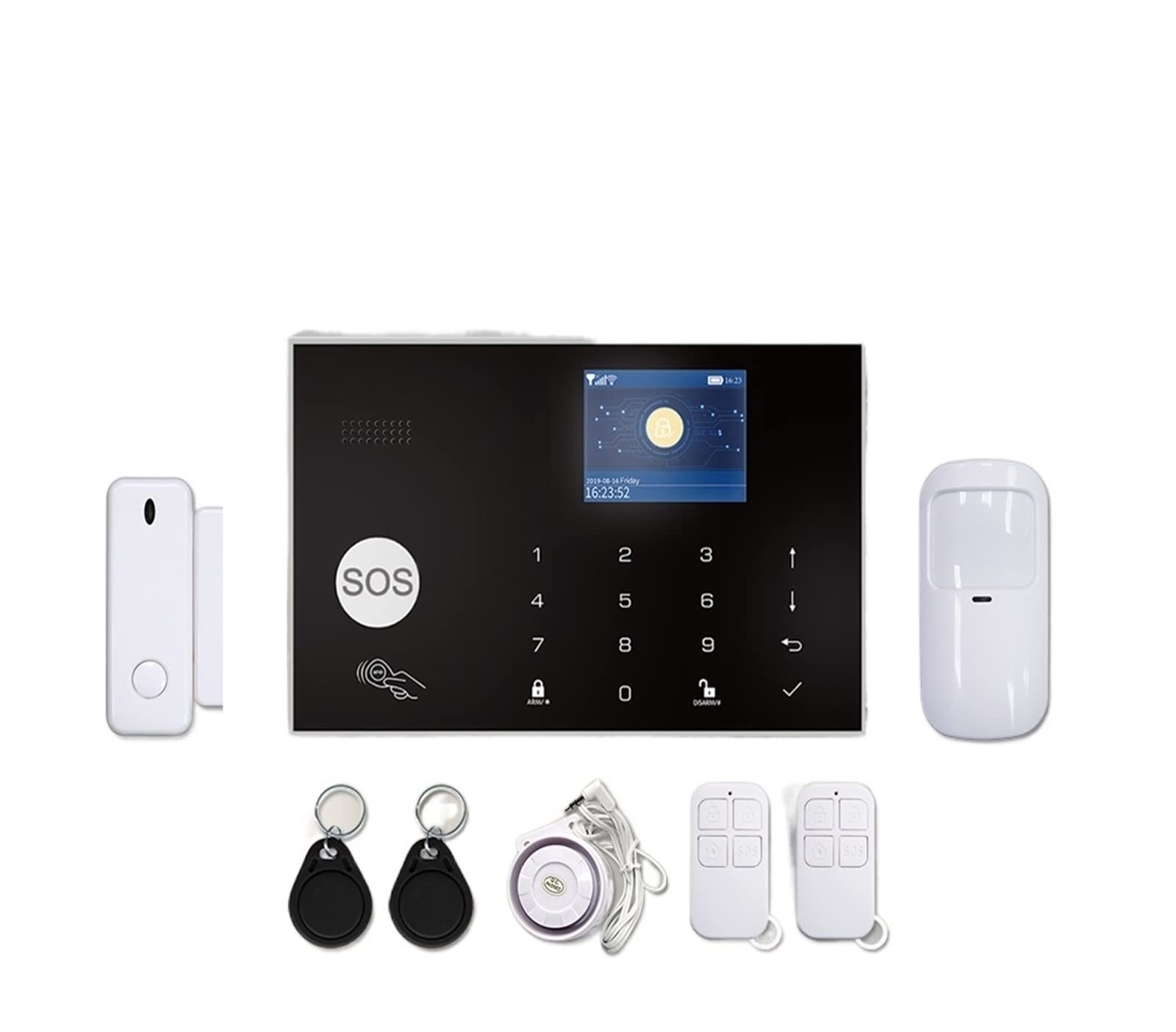 G30 Tuya WiFi GSM Système d'alarme de sécurité Domestique Le kit d'alarme de cambrioleur sans Fil Fonctionne avec Appliquer Télécommande,SystèMe Domotique Multifonctionnel(YK-002-GSM-G30-C)