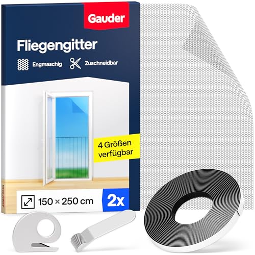 GAUDER Fliegengitter für bodentiefe Fenster - Insektenschutz ohne Bohren - Fliegengitter mit Klettband - Fliegennetz aus Polyester - Mückennetz für Fenster & Tür (2 Stück - 150 x 250 cm - schwarz) GAUDER Fliegengitter für bodentiefe Fenster - Insektenschutz ohne Bohren - Fliegengitter mit Klettband - Fliegennetz aus Polyester - Mückennetz für Fenster & Tür (2 Stück - 150 x 250 cm - schwarz)