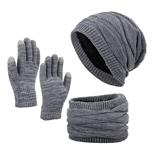 QWAXTRIW Herren-Schal und Mütze mit Handschuhen, Baumwolle, Outdoor, atmungsaktiv, warme Mütze, leichte technische Wintermütze, Wollmützen, Elegante Uhrenmütze, Totenkopfmütze,