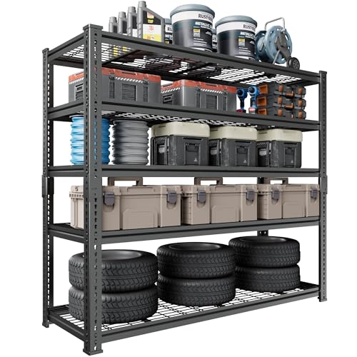 LUXEYARD Heavy Duty Garage Shelving, 60" W x 24" D x 78" H, 5-Tier Adjustable Metal Storage Rack, 660 lbs Per Shelf, 3300 lbs Total Capacity, Black, 1-Pack - image 1