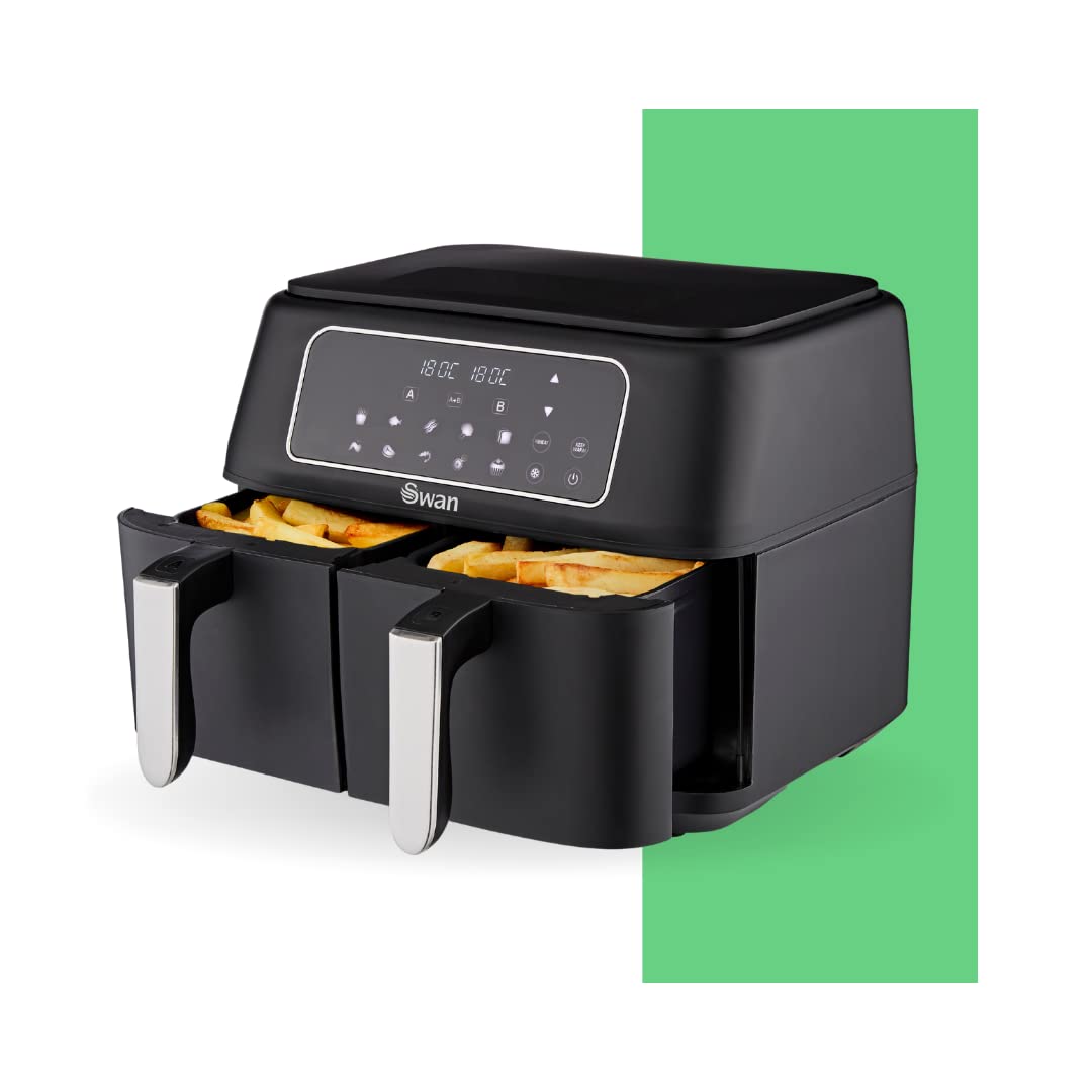 Swan Duo Digital Air Fryer, Dual Baskets, Family Sized 8L Capacity