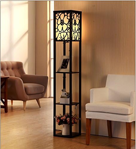 FANDBO@ Classic Chinese Style Living Room Bedroom Study Room Led Hollowed-Out Carving E27 Led Wood Floor Lamp 26 * 26 * 160cm