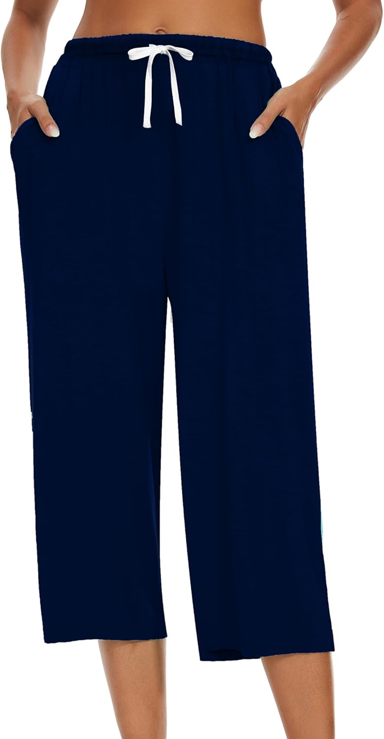 Women Pajama Pants Capri Cotton Sleep Lounge Pj Bottoms with Pockets - Image 4