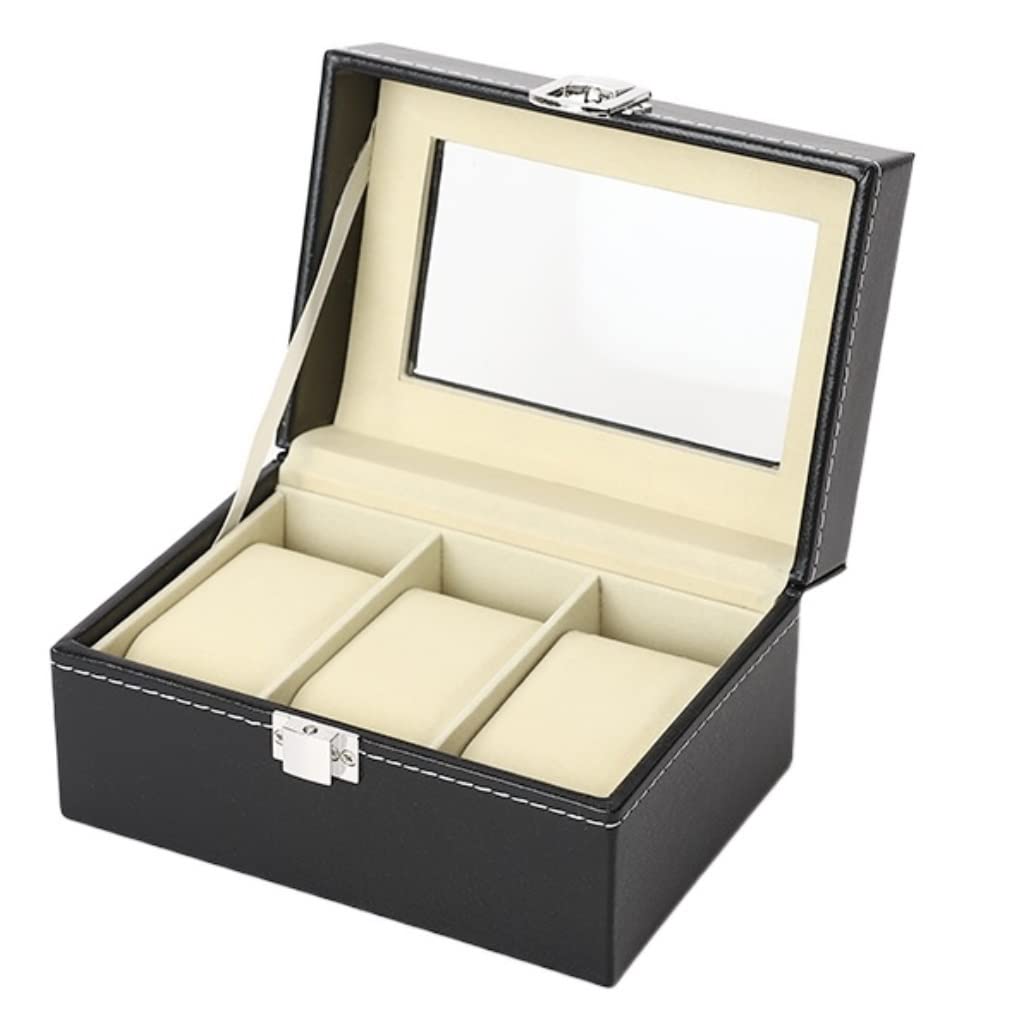 Uhrengehäuse, PU-Leder, Uhrenbox, Uhren-Display, abschließbare Aufbewahrungsbox mit Glasdeckel, Uhren-Display, Uhrenbox interesting