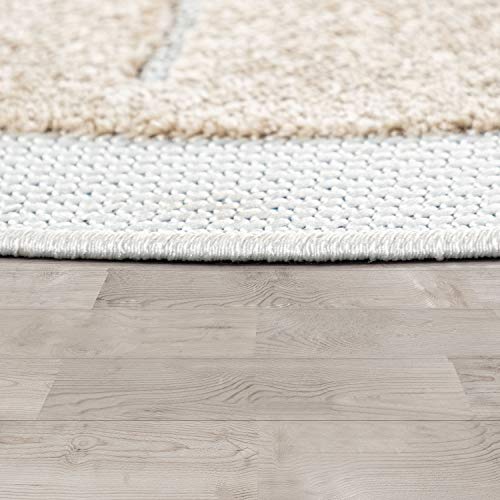 Vloerkleed Kinderkamer Kind Jongen Meisje Rond Speelvloerkleed 3D Leeuw Beige, Maat:Ø 120 cm Rund - Afbeelding 4