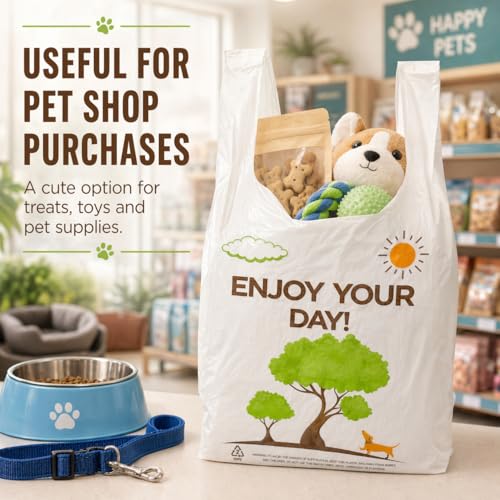 Image of YoYoRain White Thank you T shirt bag, Grocery shopping bag Reusable and Disposable Supermarket Bag 11''x6''x21'' 150PCS