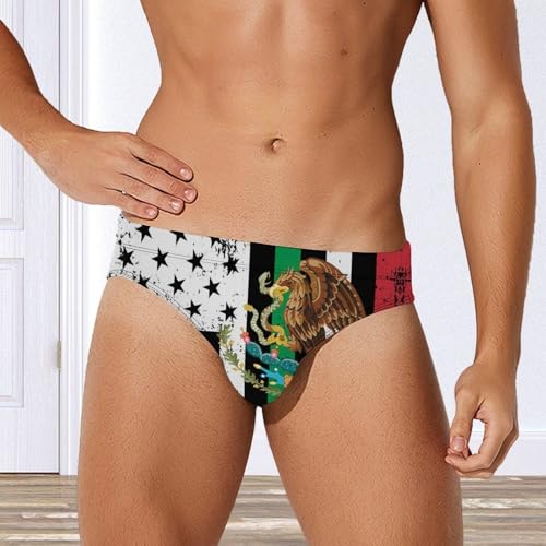 Black U.S. Mexico Flag Mens Swim Briefs Sexy Bikini Swimwear Bathing Suits Trunks4