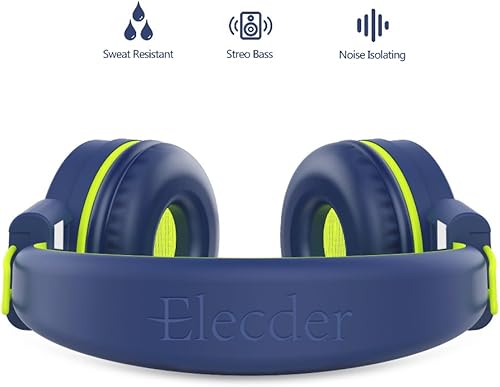 Miniatura 3 de Elecder i37 Audífonos de diadema para niños, niñas y adolescentes Plegables, se ajustan al oído. Con conector de 3.5 milímetros, compatible con