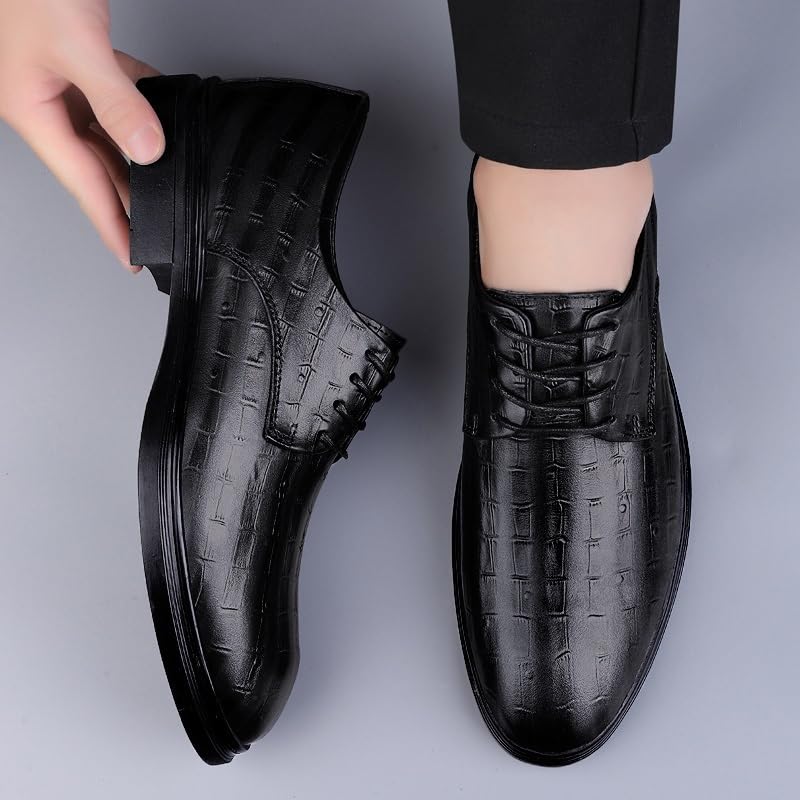 Men's Casual Dress Shoes Dress Oxford Formal Shoes for Men Lace Up Round Toe Genuine Leather Solid Color Shoes Anti-Slip Low Top Non Slip Resistant Party2
