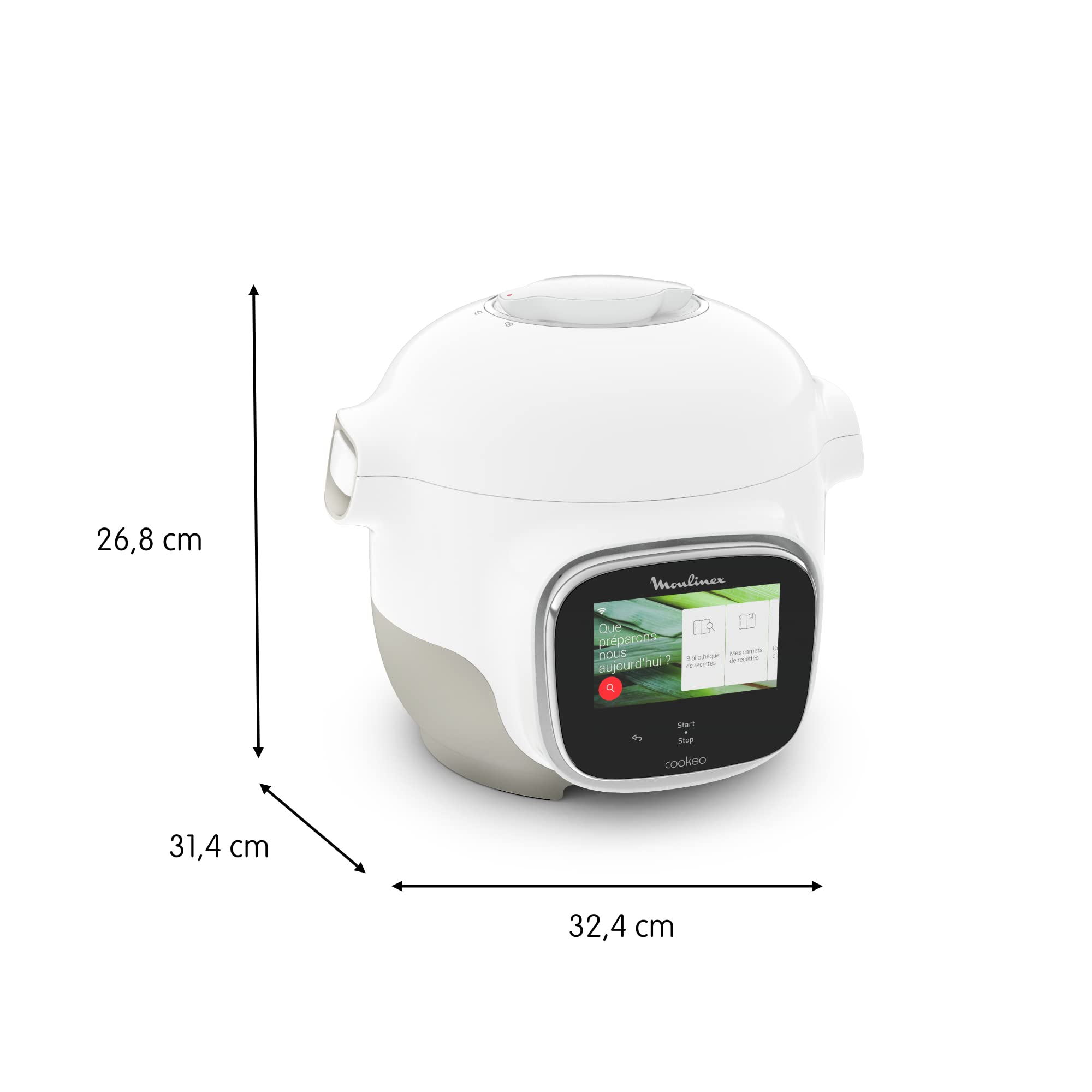 Moulinex Cookeo Touch Wifi Mini, Multicuiseur intelligent haute pression, 3 litres, 100 recettes intégrées et recettes gratuites via Wifi, écran tactile, YY5132FB, Blanc