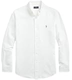 Men's Long Sleeve Oxford Button Down Shirt (XL, BasicWhite)