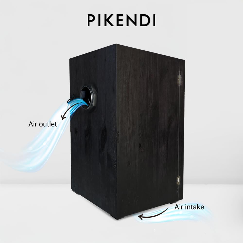 Pikendi Mini Grow Box Premium, Equipo Completo con Filtro de Carbón Silencioso y LED 35 W, Armario de Madera Hecho a Mano, Cultivo Interior Compacto y Discreto Sin Olores