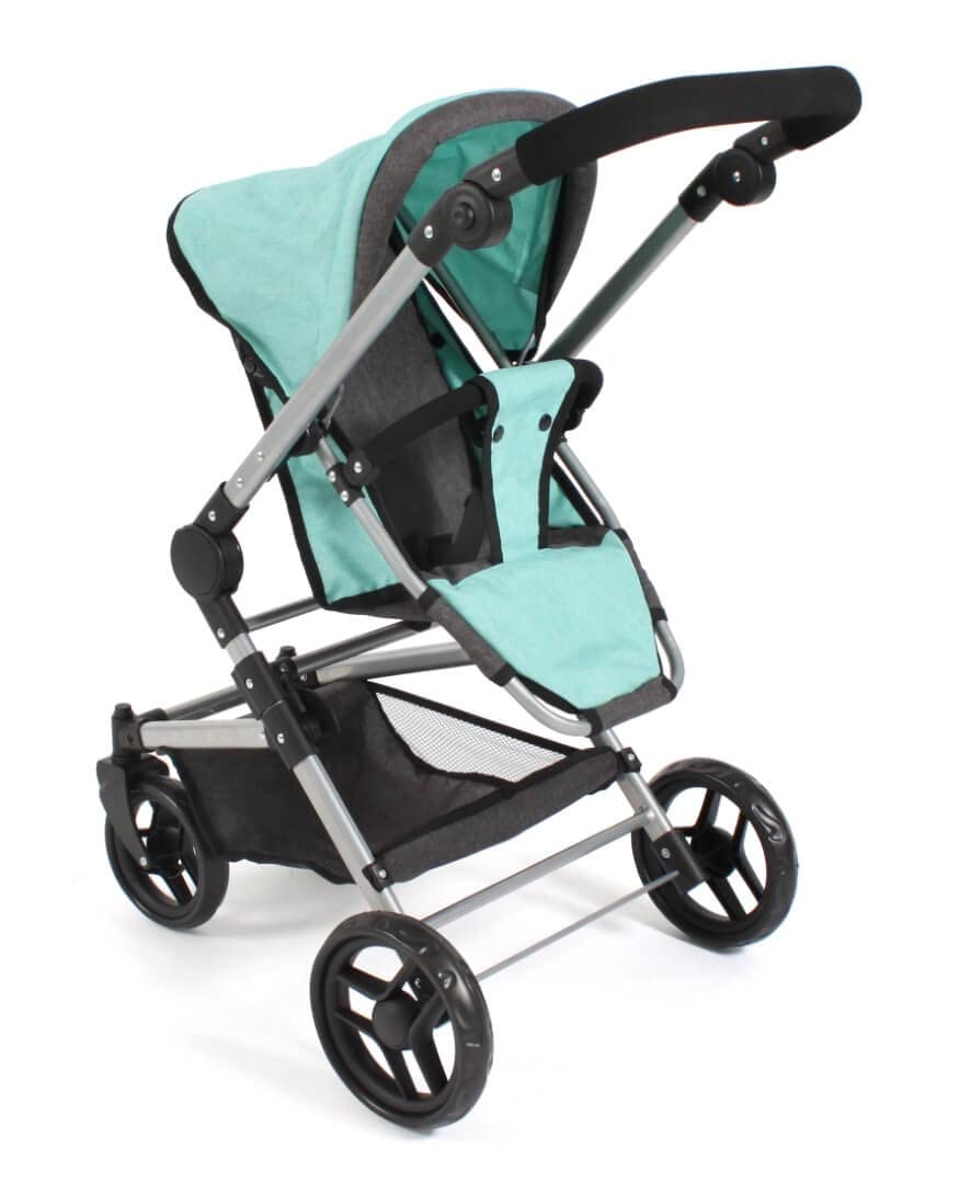 Bayer Chic 2000 - Poppenwagen Leni, 2-in-1 combipoppenwagen met uitneembare draagtas, jeans grijs, 46 cm