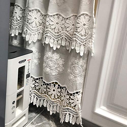 Cortina de media ventana vctops en algodón premium bordado floral 7
