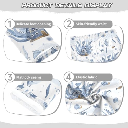 Girls' Leggings Ankle Length Printed Leggings Sea House Fish Snail Soft Comfortable Pants for Kids 4-10 Years4