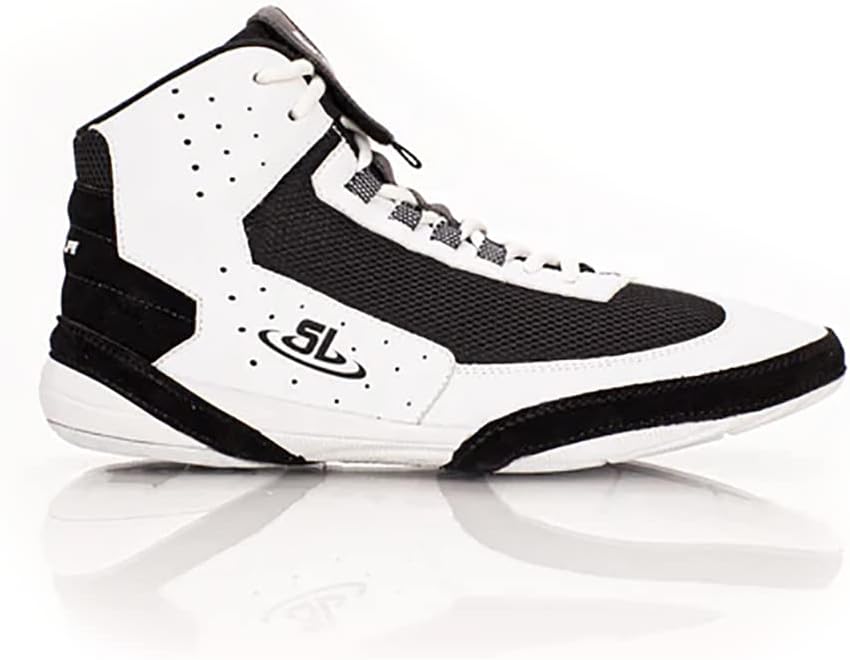 SCRAPLIFE Ascend One David Taylor Mens Wrestling Shoes, Champion Designed. Lightweight and Flexible with Inner Sock Cushion for Wrestling, Boxing & Weight Training (7.5 WHT/BLK)