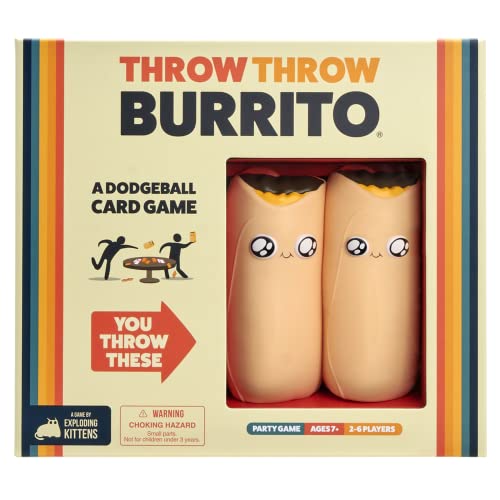Exploding Kittens – Presents Throw Throw Burrito – A Dodgeball Card Game – Family Card Games for Adults, Teens & Kids – 2-6 Players – Ages 7 and Up – 120 Cards