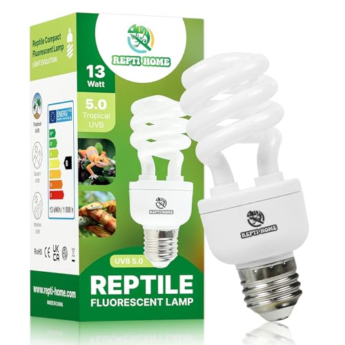 REPTI HOME Lampe UVA UVB pour Reptiles 13W 5.0, Terrarium Lampe Fluorescente Compacte pour Tortues, Ampoule UVB pour Tortues, Caméléons,Dragon Barbu