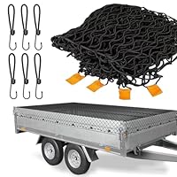 Anhängernetz Feinmaschig, 1.5 x 2.2 m Ladungssicherungsnetz, Netz Anhänger mit 6 Montageschnalle, Schutznetz Für die Sicherung von Waren, Abdecknetz für Anhänger, Schwarz