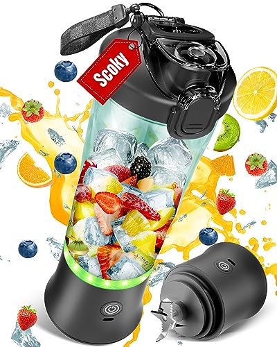 Portable Blender, 20 Oz Mini Personal Blender for Shakes and Smoothies, 240W Small Blender USB Rechargeable with 6 Blades & Travel Lid BPA Free for Kitchen, Office, Gym and Travel (Black)