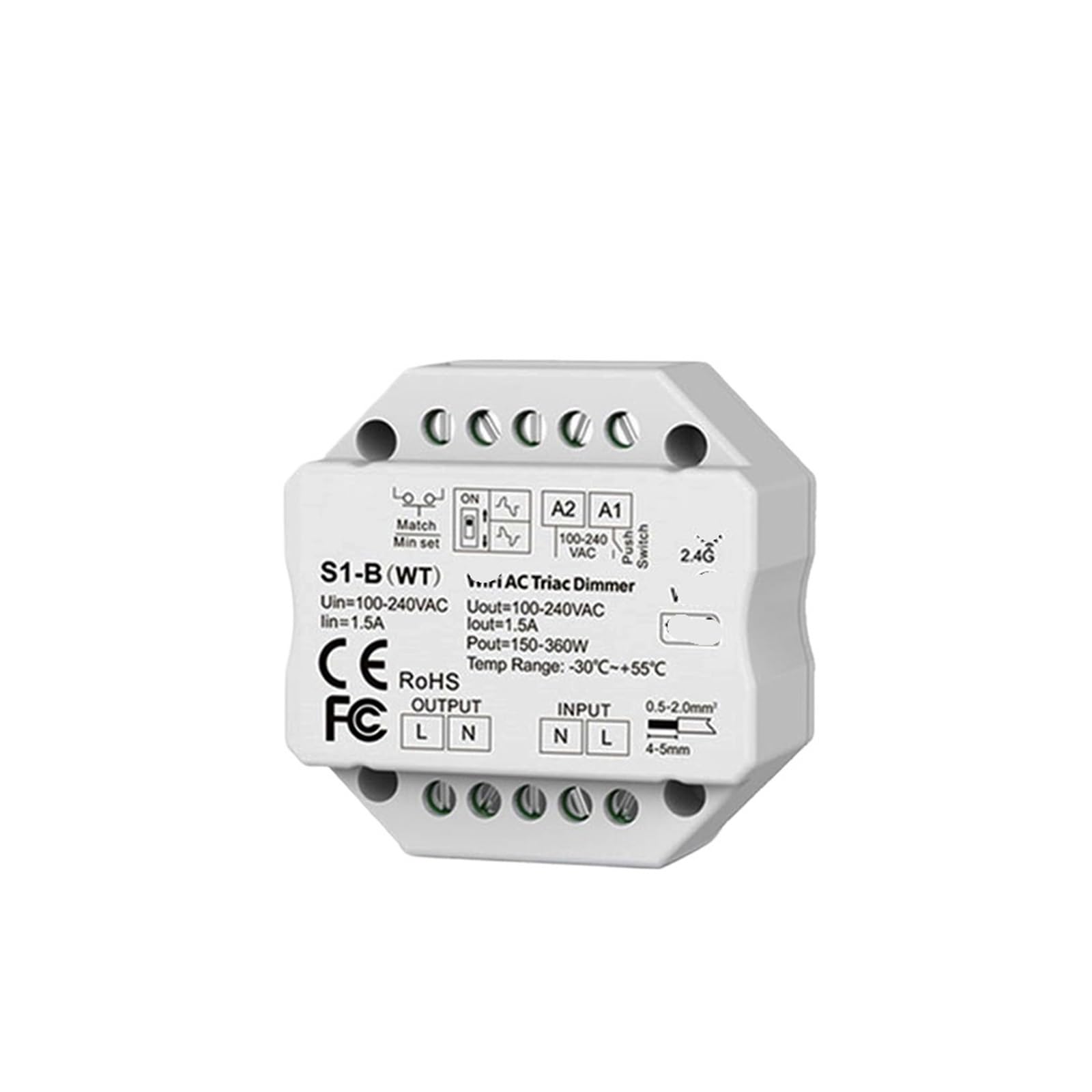 Interrupteur à bouton de contrôle LED et variateur AC 230V pour salon