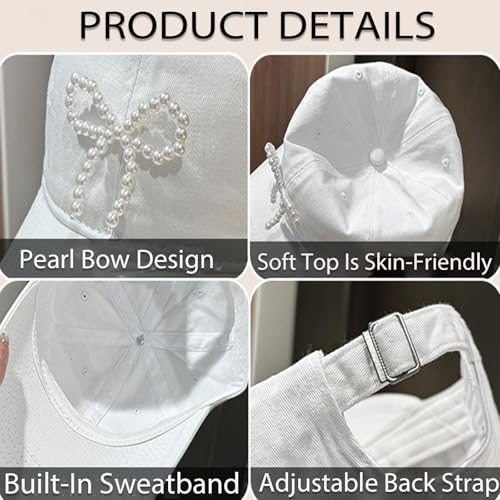 Image of Coquette Baseball Hat Bow Baseball Cap Ponytail Hat for Women Cute Distressed Cap Funny Trucker Hats for Women