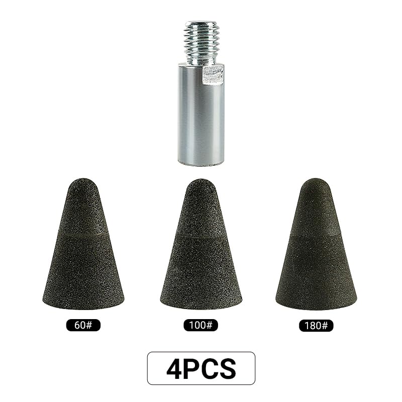 LOZLIN 3PCS Drum Sander Set 60# 100# 180# Cylindrical Diamond Grinding Wheel Polishing Head Abrasive Sanding Grit Angle Grinder Grinding Heads Matching Extensions (Conical)