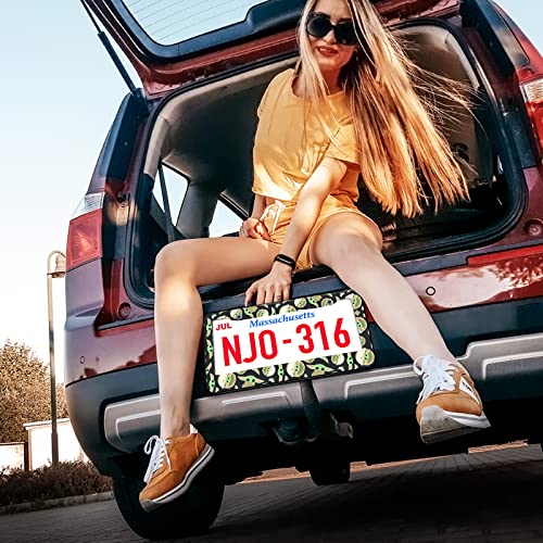 Akkya License Plate Frames For Women Men Car Plate Holder Cover Cute Funny Cartoon Pattern Metal Tag Frame Stainless Steel Car Accessories Front Rear Plate Decor(Green) #TOP5