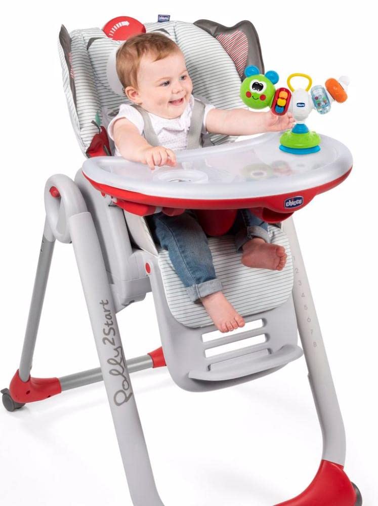 Chicco - Gioco Seggiolone Bruchino Ballerino, Gioco Elettronico con Ventosa per Seggiolone, con Suoni, Melodie e Attività Manuali, Batterie Incluse, Multicolore, 6-36 Mesi