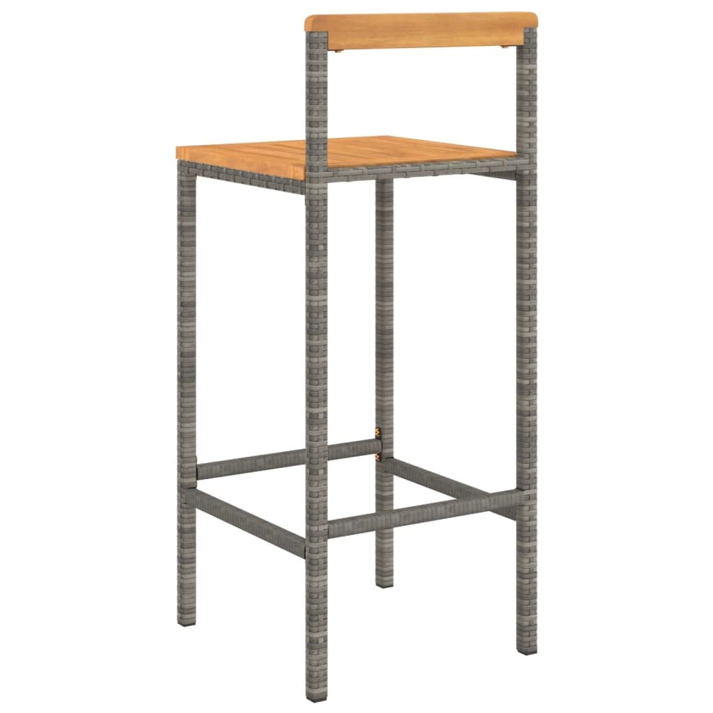 vidaXL Taburetes Altos 2 uds Madera de Acacia y ratán sintético Gris, Taburete Alto, Taburete de Barra de Cocina, Muebles de Bar, Silla Alta de Cocina