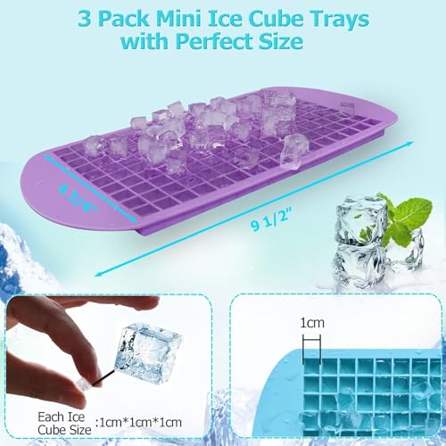 Image of LESLEE Silicone Ice Cube Tray, 160 Mini Square Cavities Quick-Freeze Design Flexible Ice Tray for Whiskey Cocktail Stackable and Safe Cubes Fridge Bar Soft Tray (Multi-Colour) [ 1-pcs ]