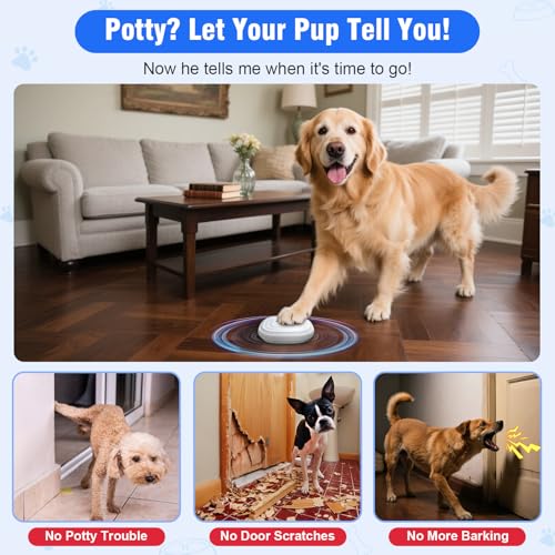 ChunHee-Dog-Door-Bell-for-Potty-Training-Smart-Wireless-Doggie-Doorbell-to-Go-OutsideIP55-Waterproof-LED-Button1000-Feet-32-Melodies-5-Volume-Levels