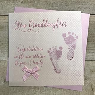 white cotton cards Pink New Granddaughter Congratulations on the new addition to your Family! Handmade New Baby Card, WB231 NEW