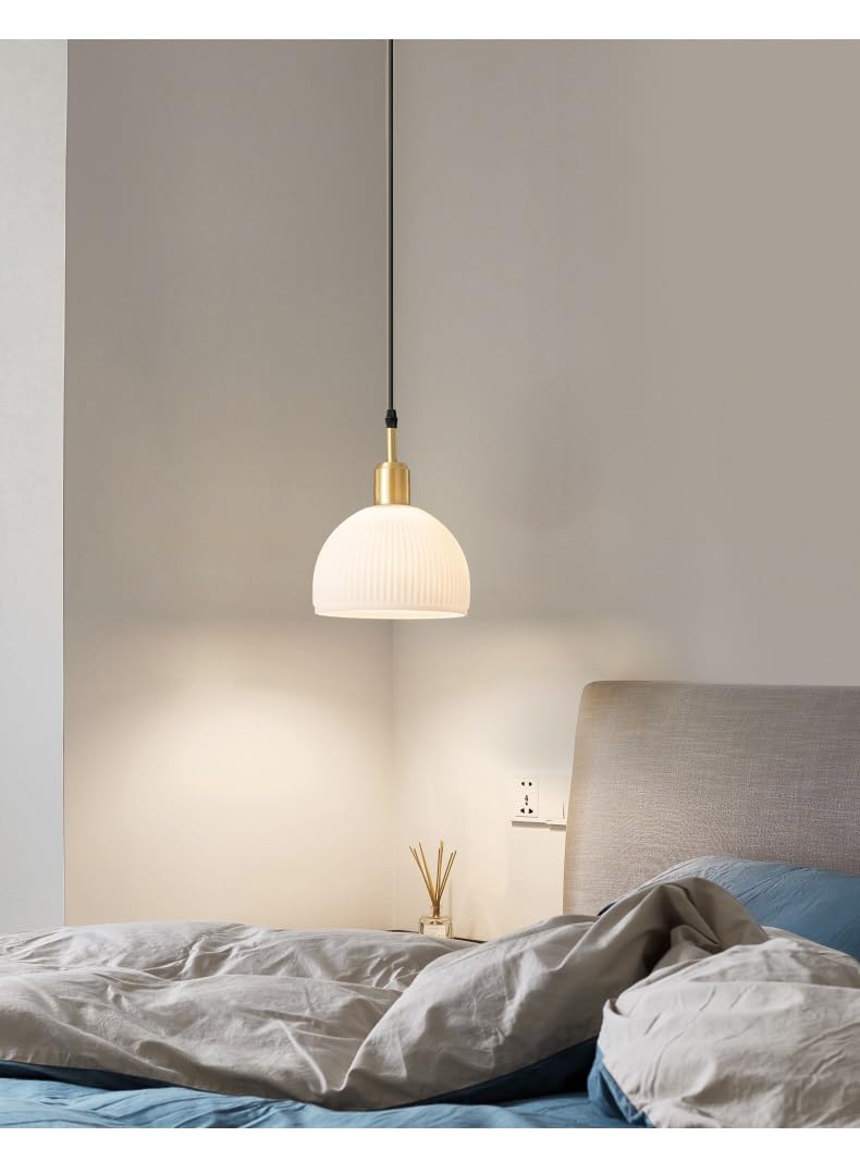 ASerZenith Entrance Porch Copper Aisle Lamp Simple Modern Long Strip Restaurant Ceiling Hanging Lamp Wire Bedside Corridor Pendant Lighting,Warm Light-Pendant Lighting