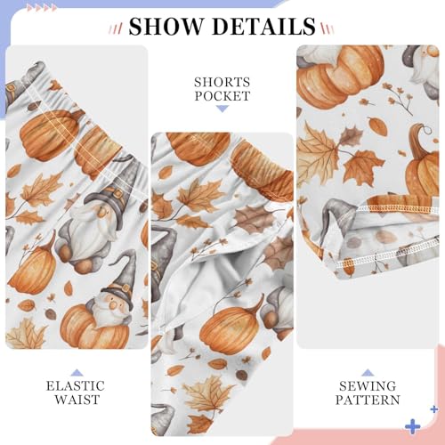 Gnome and Maple Leaves Pumpkins Boys Pants for Kids Jogger Pants with Pockets S4