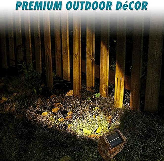 EiGreen 4 Pack Solar Garden Rock Lights Outdoor Decorative, 10 LED Waterproof Solar Pathway Lights,Solar Spot Lights Outdoor, for Ideal for Garden Walkway Pathway Patio