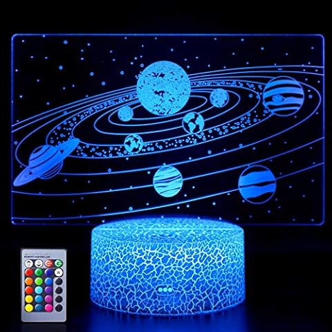 Solar System 3D Night Light,Universe Space Illusion Lamp,16 Colours Changing LED Night Light for Children's Room Decor on Birthdays or Holidays Gift Cover