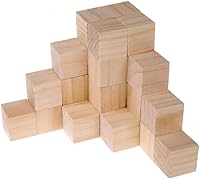Supla 40 Pack 1.5 Inch Natural Pine Wood Square Blocks - Unfinished Cubes for Crafts, Puzzles, DIY & Baby Showers
