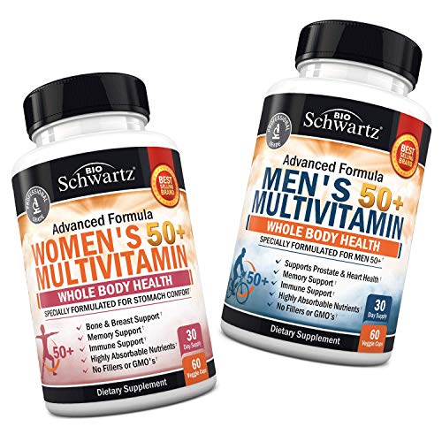 Daily Multivitamin For Women 50 & Over + Daily Multivitamin For Men 50 & Over - Supports Healthy Immune Response & Healthy Heart Function - Designed For Whole Body Health #TOP6
