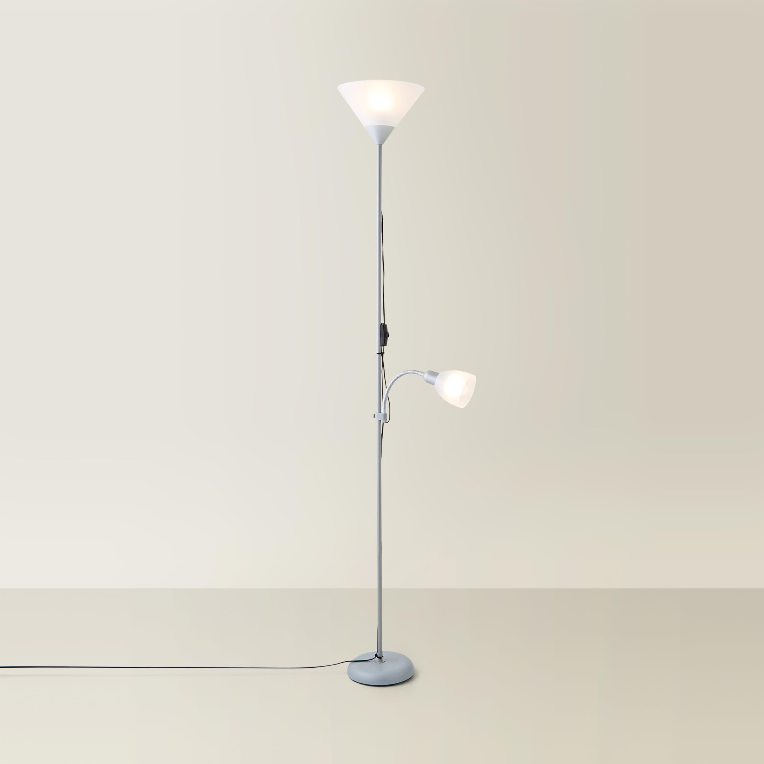 – Modern Metallic Silver 2 Way Mother/Father Parent and Child Floor Lamp | Floor Lamps & Torchieres, Home Décor, Improvement & Lifestyle Essential