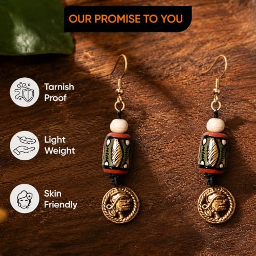 Image of Handcrafted Bohemian & Tribal Earrings for Women - Ethnic Brass, Floral & Festival-Inspired Statement Designs in Drop, Dangle, Hoop & Stud Styles