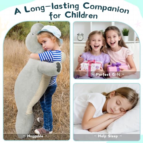 Image of MorisMos 47 Inch Manatee Plush Toy, Large Manatee Stuffed Animal Soft Sea Animal Pillow Gifts for Kids Chirstmas Birthday Party