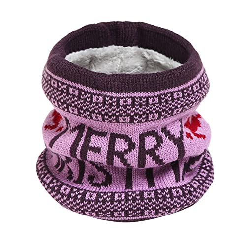 Generisch Navidad Unisex Invierno Esquí Cuello Calentador de Cuello de Punto de Felpa Mangas Cuello Cubierta para Hombres Mujeres Amantes Bufanda Gruesa a Prueba de Viento Anillo, morado, talla única